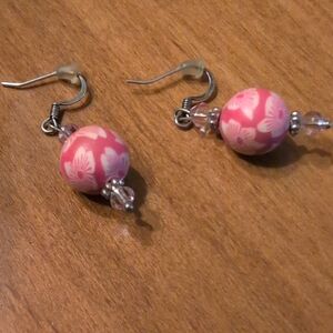 Floral Pink Beaded Earrings